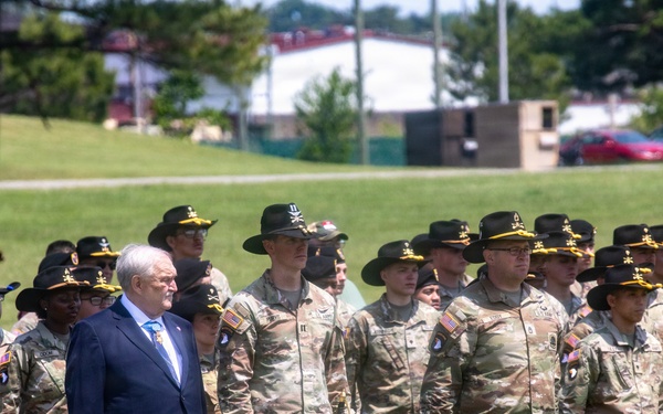 Medal of Honor Recipient Michael J. Fitzmaurice attends 2-17 CAV Color Casing Ceremony