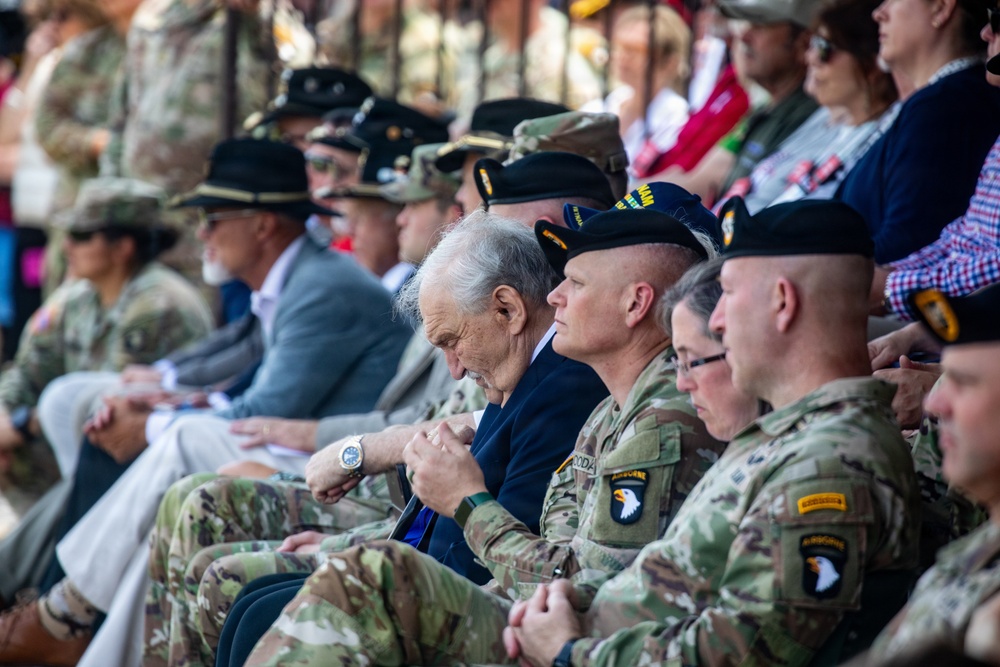 Medal of Honor Recipient Michael J. Fitzmaurice attends 2-17 CAV Color Casing Ceremony