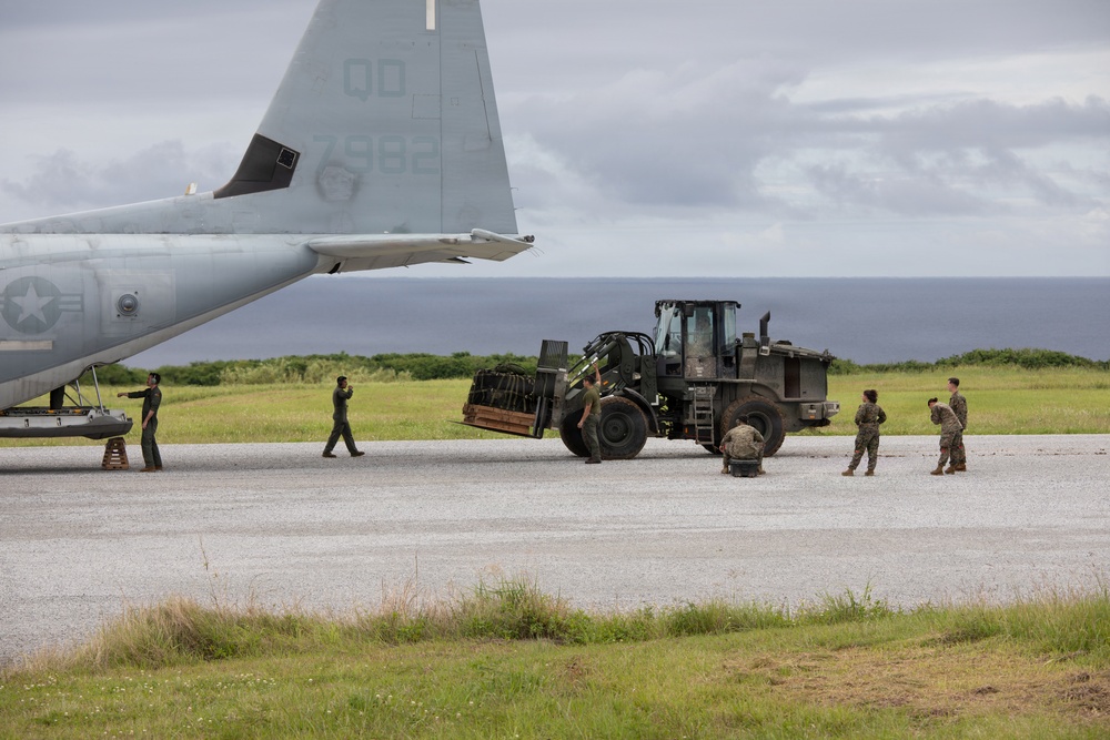 3rd Landing Support Battalion Marines Conduct Airborne, Air Delivery, and Night Operation Training on Ie Shima, Okinawa
