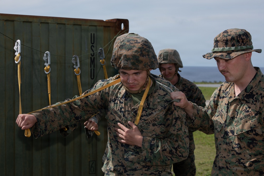 3rd Landing Support Battalion Marines Conduct Airborne, Air Delivery, and Night Operation Training on Ie Shima, Okinawa