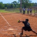 U.S. Army soldiers play softball during Week of the Eagles