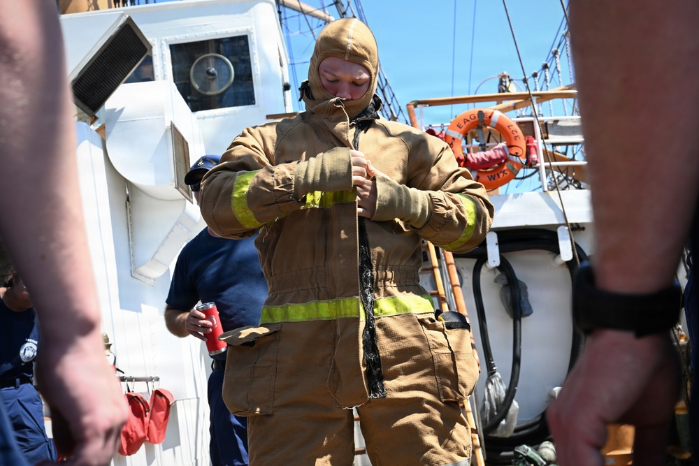 U.S. Coast Guard Academy cadets practice firefighting techniques ahead of America 250 events