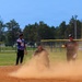U.S. Army soldiers play softball during Week of the Eagles