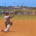 U.S. Army soldiers play softball during Week of the Eagle