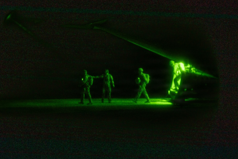 3rd Landing Support Battalion Marines Conduct Airborne, Air Delivery, and Night Operation Training on Ie Shima, Okinawa