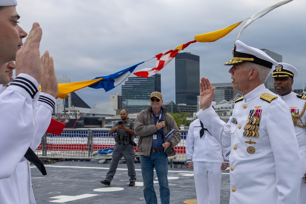Adm. Thomas Reenlists Sailors Aboard USS Cleveland (LCS 31)
