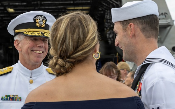Adm. Thomas Reenlists Sailors Aboard USS Cleveland (LCS 31)