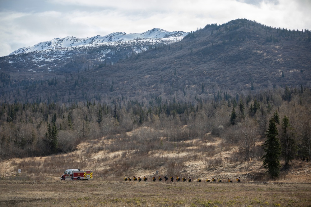 Alaska Air National Guard, Air Force, and State of Alaska Division of Forestry and Fire Protection firefighters team up during controlled burns