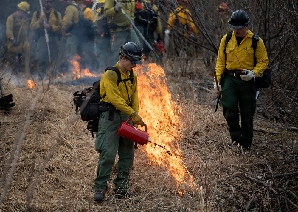 Alaska Air National Guard, Air Force, and State of Alaska Division of Forestry and Fire Protection firefighters team up during controlled burns