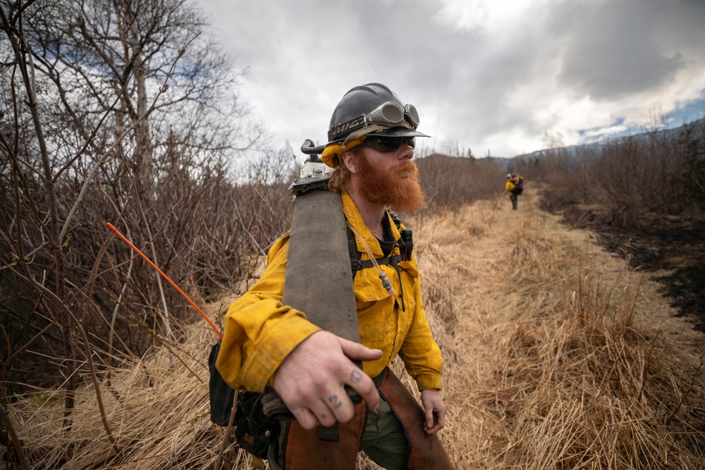 Alaska Air National Guard, Air Force, and State of Alaska Division of Forestry and Fire Protection firefighters team up during controlled burns