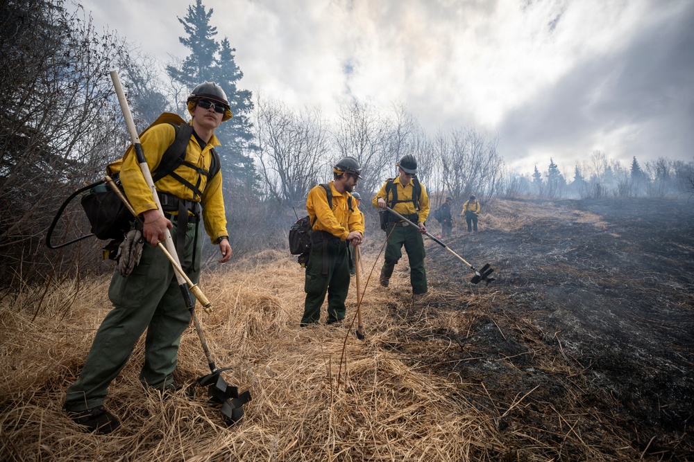 Alaska Air National Guard, Air Force, and State of Alaska Division of Forestry and Fire Protection firefighters team up during controlled burns