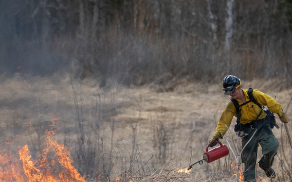 Alaska Air National Guard, Air Force, and State of Alaska Division of Forestry and Fire Protection firefighters team up during controlled burns