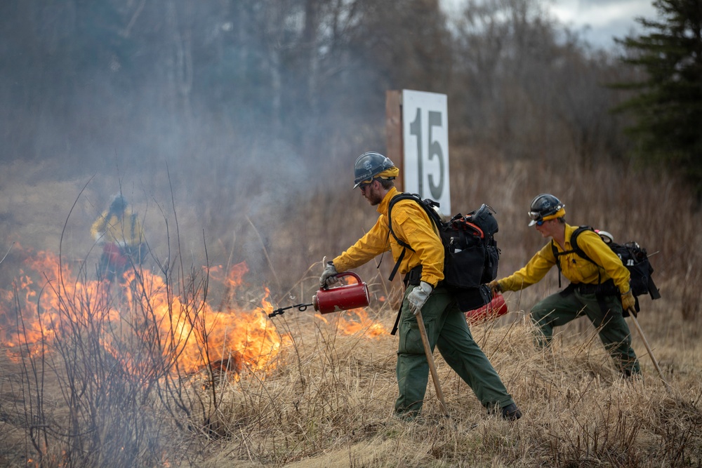 Alaska Air National Guard, Air Force, and State of Alaska Division of Forestry and Fire Protection firefighters team up during controlled burns