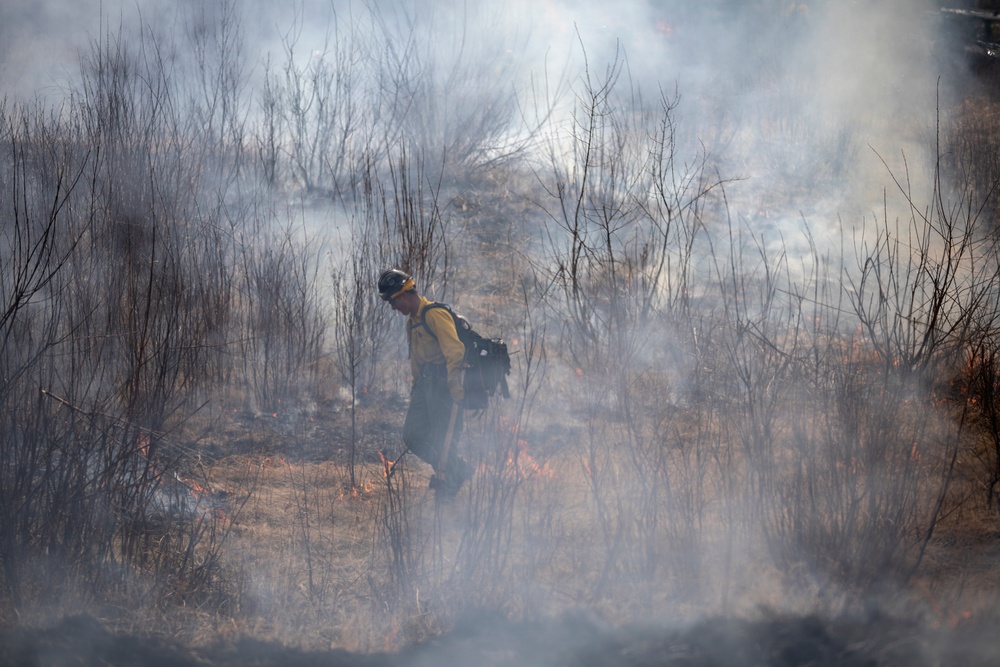 Alaska Air National Guard, Air Force, and State of Alaska Division of Forestry and Fire Protection firefighters team up during controlled burns