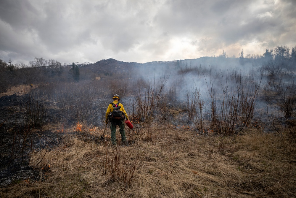 Alaska Air National Guard, Air Force, and State of Alaska Division of Forestry and Fire Protection firefighters team up during controlled burns