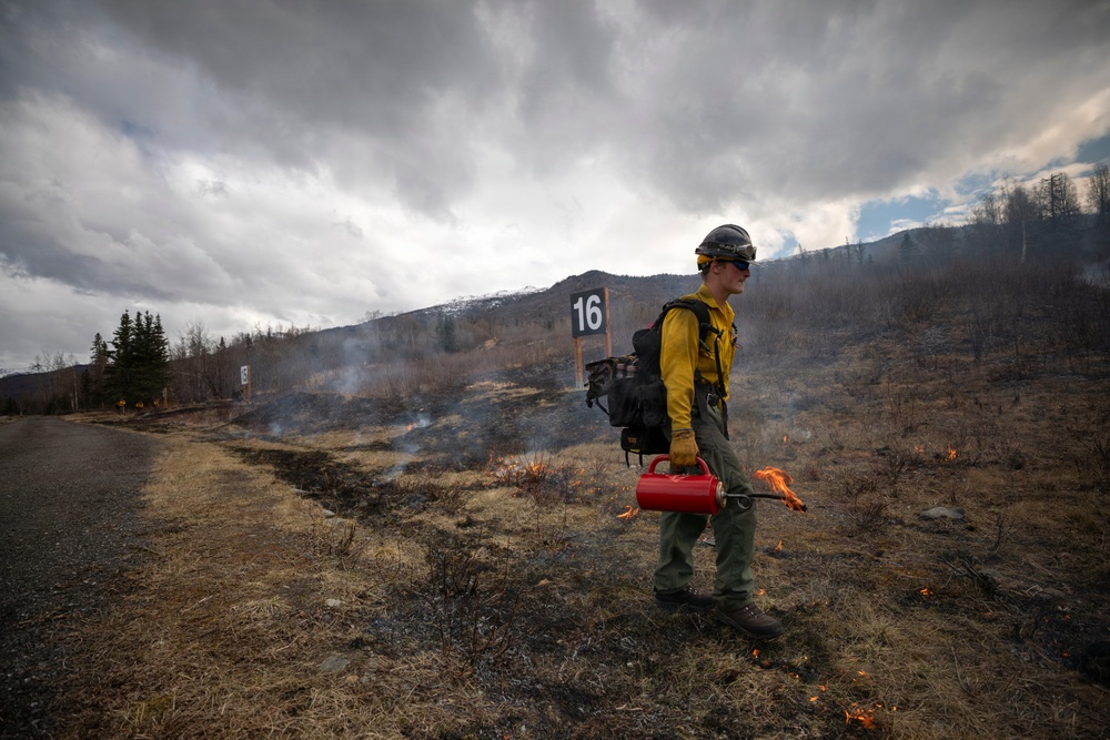 Alaska Air National Guard, Air Force, and State of Alaska Division of Forestry and Fire Protection firefighters team up during controlled burns