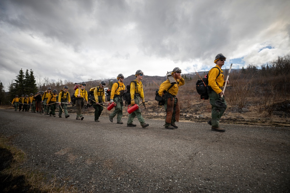 Alaska Air National Guard, Air Force, and State of Alaska Division of Forestry and Fire Protection firefighters team up during controlled burns