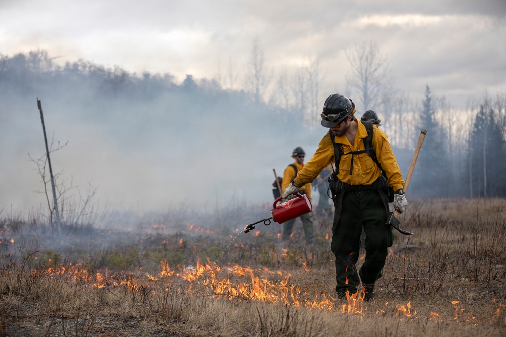 Alaska Air National Guard, Air Force, and State of Alaska Division of Forestry and Fire Protection firefighters team up during controlled burns