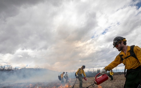 Alaska Air National Guard, Air Force, and State of Alaska Division of Forestry and Fire Protection firefighters team up during controlled burns