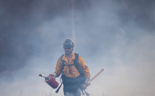 Alaska Air National Guard, Air Force, and State of Alaska Division of Forestry and Fire Protection firefighters team up during controlled burns