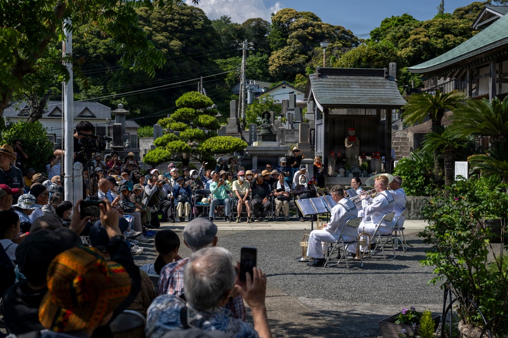 U.S. 7th Fleet Band performs at Gyokusenji Temple in Shimoda, Japan during 87th annual Black Ship Festival