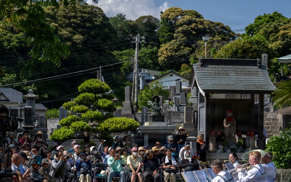 U.S. 7th Fleet Band performs at Gyokusenji Temple in Shimoda, Japan during 87th annual Black Ship Festival