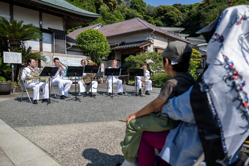 U.S. 7th Fleet Band performs at Gyokusenji Temple in Shimoda, Japan during 87th annual Black Ship Festival