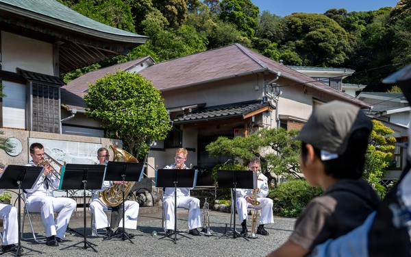 U.S. 7th Fleet Band performs at Gyokusenji Temple in Shimoda, Japan during 87th annual Black Ship Festival