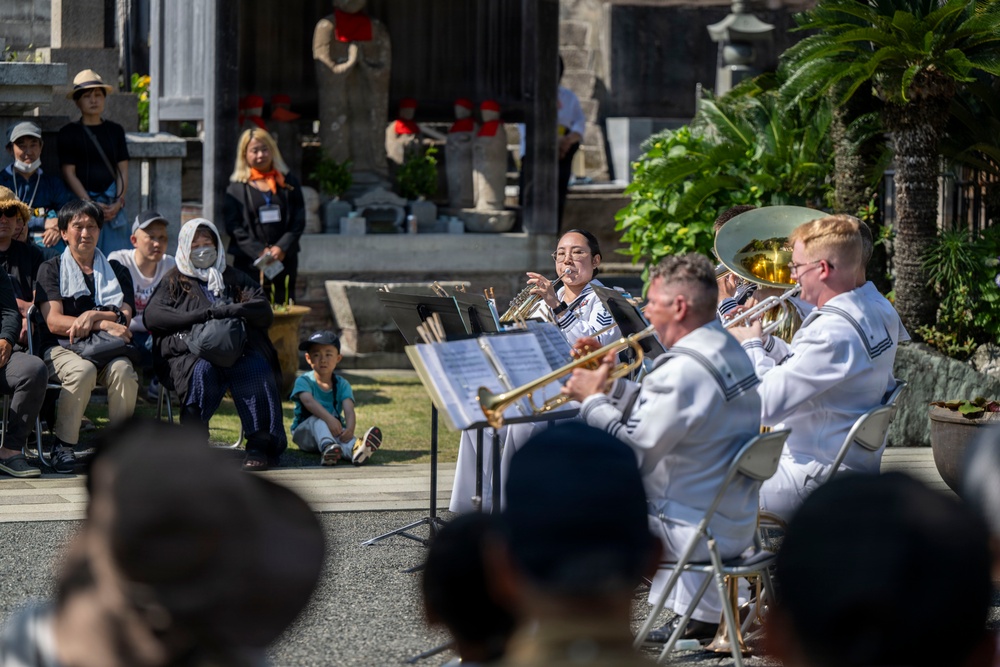 U.S. 7th Fleet Band performs at Gyokusenji Temple in Shimoda, Japan during 87th annual Black Ship Festival