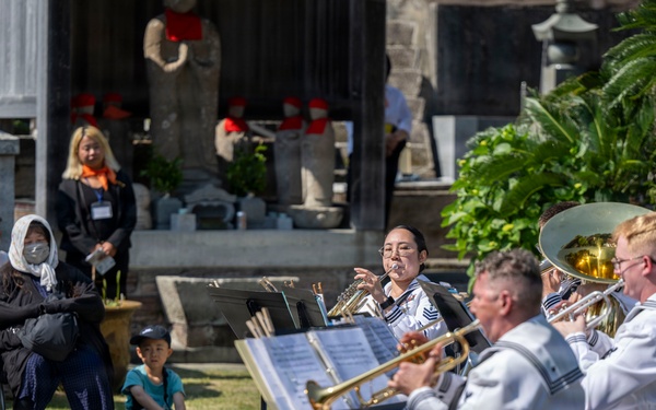 U.S. 7th Fleet Band performs at Gyokusenji Temple in Shimoda, Japan during 87th annual Black Ship Festival