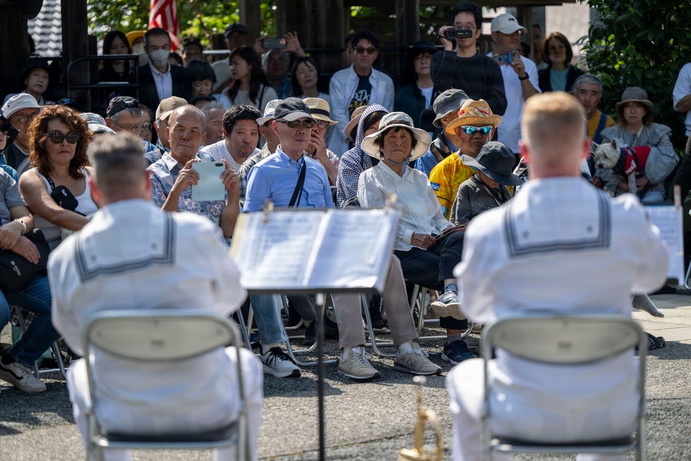 U.S. 7th Fleet Band performs at Gyokusenji Temple in Shimoda, Japan during 87th annual Black Ship Festival
