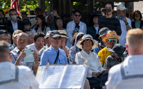 U.S. 7th Fleet Band performs at Gyokusenji Temple in Shimoda, Japan during 87th annual Black Ship Festival