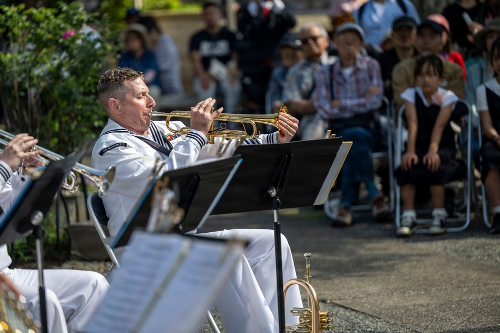 U.S. 7th Fleet Band performs at Gyokusenji Temple in Shimoda, Japan during 87th annual Black Ship Festival