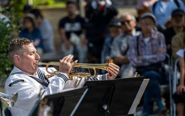 U.S. 7th Fleet Band performs at Gyokusenji Temple in Shimoda, Japan during 87th annual Black Ship Festival
