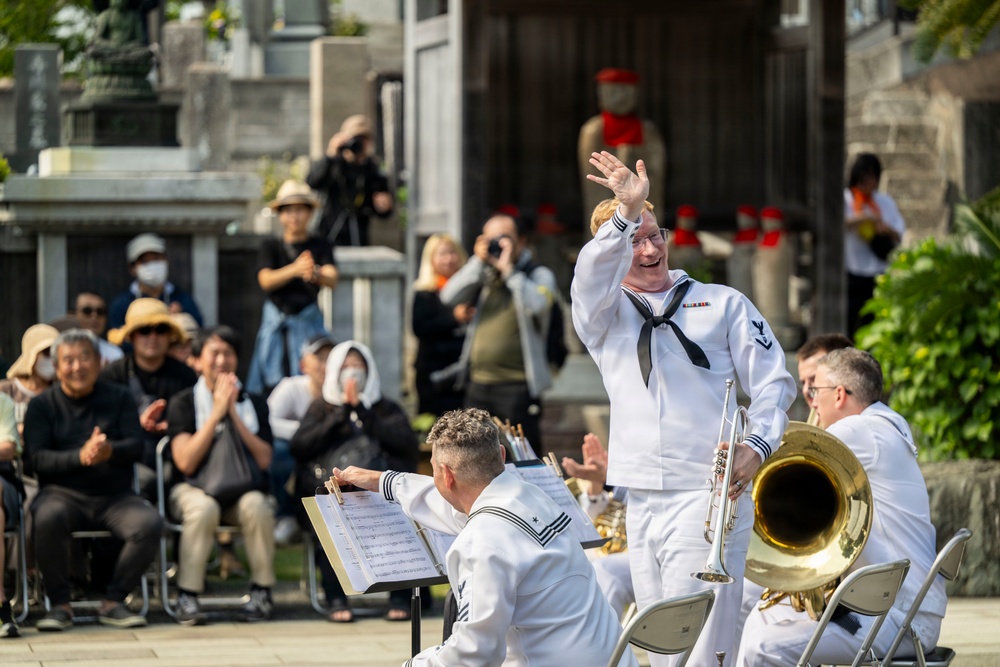 U.S. 7th Fleet Band performs at Gyokusenji Temple in Shimoda, Japan during 87th annual Black Ship Festival