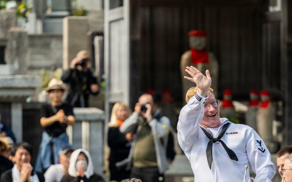 U.S. 7th Fleet Band performs at Gyokusenji Temple in Shimoda, Japan during 87th annual Black Ship Festival