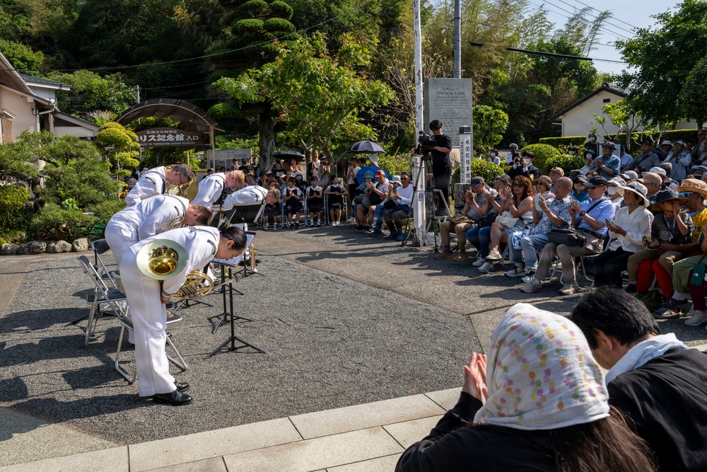 U.S. 7th Fleet Band performs at Gyokusenji Temple in Shimoda, Japan during 87th annual Black Ship Festival