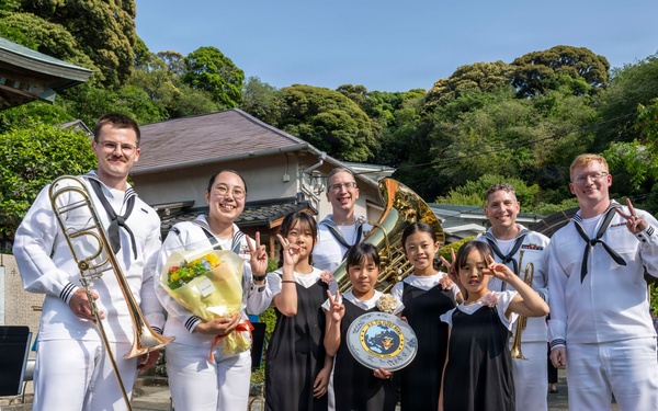 U.S. 7th Fleet Band performs at Gyokusenji Temple in Shimoda, Japan during 87th annual Black Ship Festival