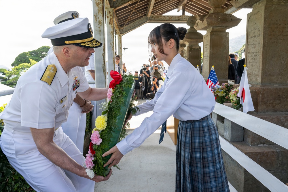 U.S. Navy commanding officers participate in a memorial service for Americans interred at Gyokusenji Temple in Shimoda, Japan during 87th annual Black Ship Festival