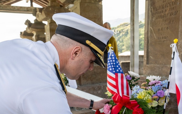U.S. Navy commanding officers participate in a memorial service for Americans interred at Gyokusenji Temple in Shimoda, Japan during 87th annual Black Ship Festival