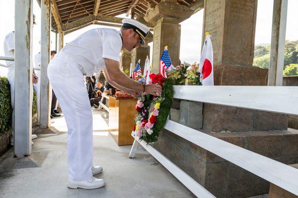 U.S. Navy commanding officers participate in a memorial service for Americans interred at Gyokusenji Temple in Shimoda, Japan during 87th annual Black Ship Festival