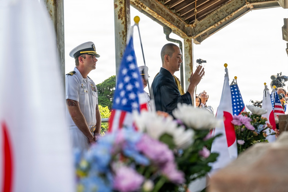 U.S. Navy commanding officers participate in a memorial service for Americans interred at Gyokusenji Temple in Shimoda, Japan during 87th annual Black Ship Festival