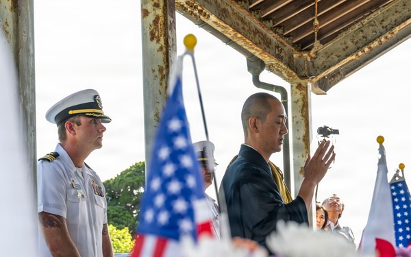 U.S. Navy commanding officers participate in a memorial service for Americans interred at Gyokusenji Temple in Shimoda, Japan during 87th annual Black Ship Festival