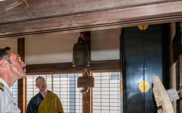 U.S. Navy commanding officers participate in a memorial service for Americans interred at Gyokusenji Temple in Shimoda, Japan during 87th annual Black Ship Festival