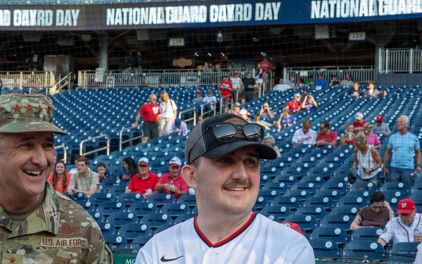 Staff Sgt. Andrew Wolfe Throws First Pitch at Washington Nationals National Guard Appreciation Game