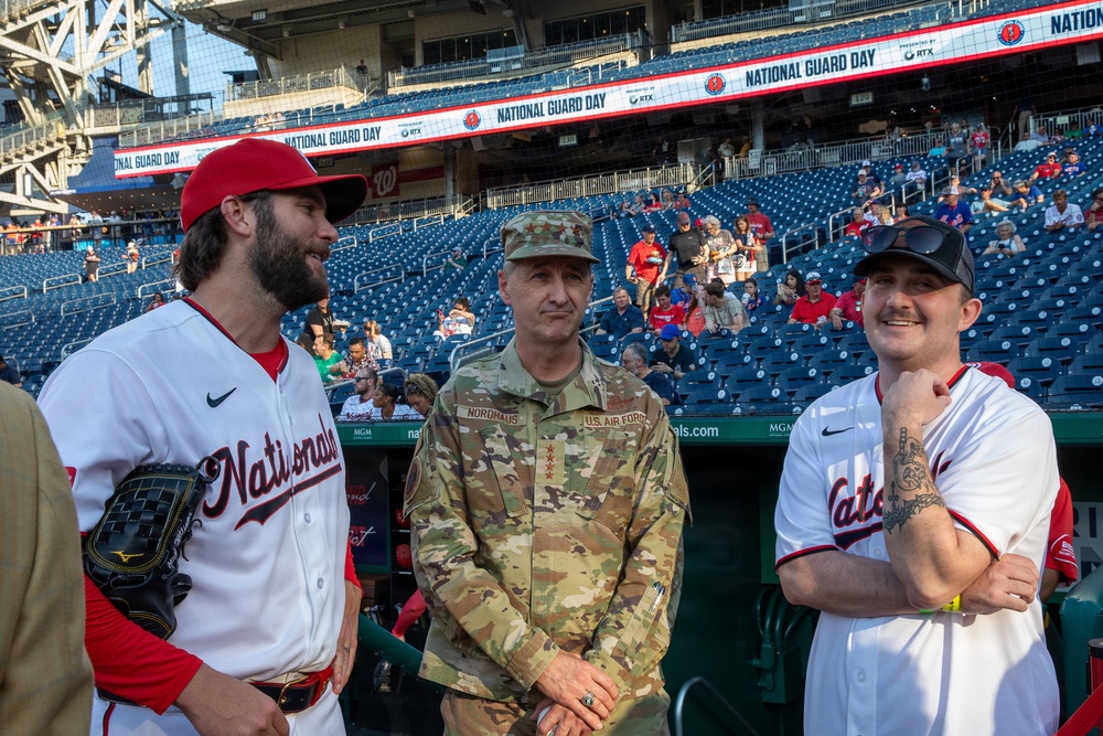 Staff Sgt. Andrew Wolfe Throws First Pitch at Washington Nationals National Guard Appreciation Game