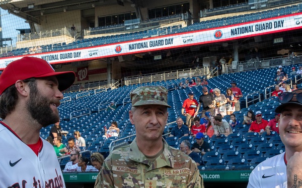 Staff Sgt. Andrew Wolfe Throws First Pitch at Washington Nationals National Guard Appreciation Game