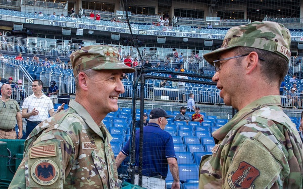 Staff Sgt. Andrew Wolfe Throws First Pitch at Washington Nationals National Guard Appreciation Game