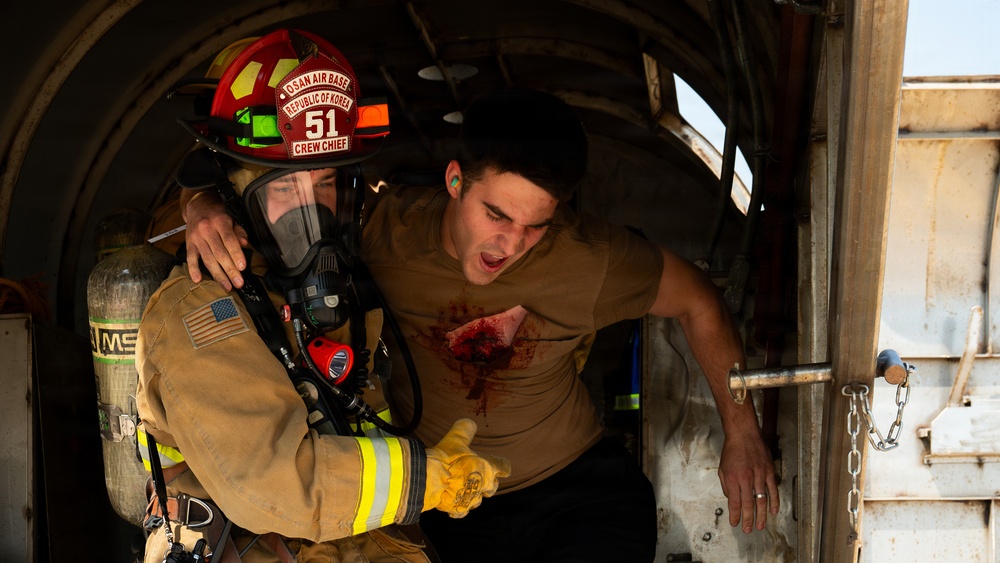 Osan Airmen respond to simulated aircraft crash