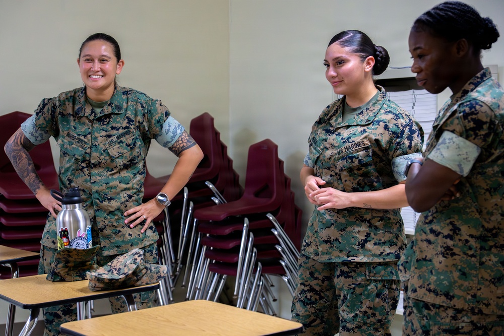 Camp Blaz Marines conduct poolee talks at Okkodo High School